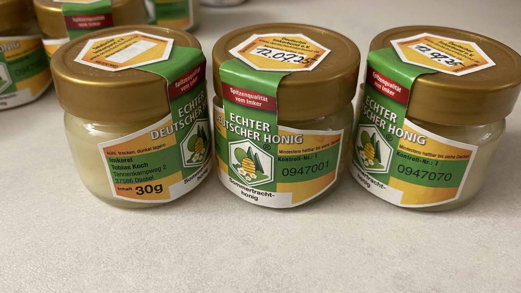 Lauenberger Honig, Imkerei Koch, 30g Honig, DIB Glas,